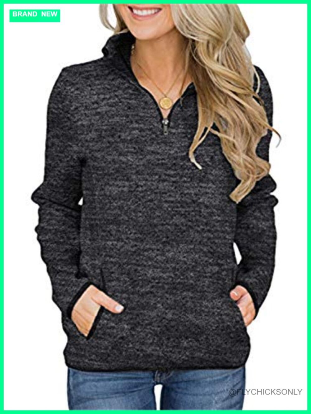 Women's Quarter Zip Fleece Pullover Sweatshirt with Pockets